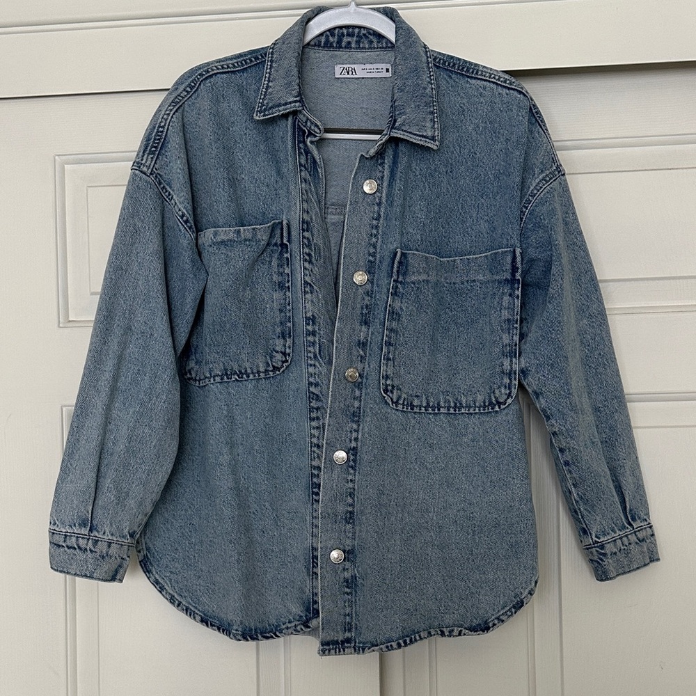 Zara Patch Pocket Denim Overshirt
